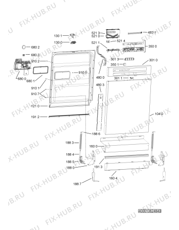 Схема №4 ADP 8797 A++ PC 6S W с изображением Модуль (плата) управления для посудомойки Whirlpool 481010509962