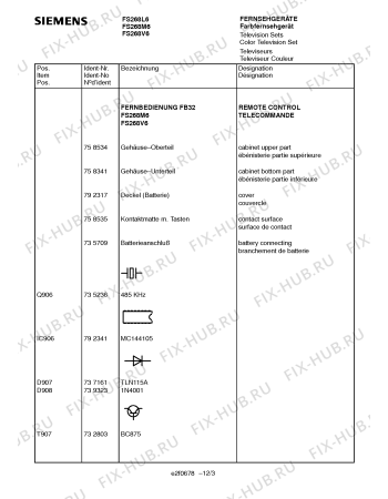 Схема №10 FS268V6 с изображением Инструкция по эксплуатации для телевизора Siemens 00531023