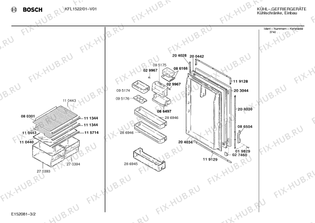 Взрыв-схема холодильника Bosch KFL1522 - Схема узла 02