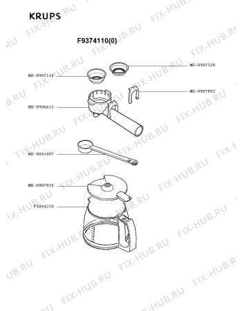 Схема №4 F9374110(0) с изображением Покрытие для электрокофемашины Krups MS-0909629