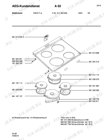 Схема №5 23070F-W S 400V с изображением Запчасть для плиты (духовки) Aeg 8996699076809