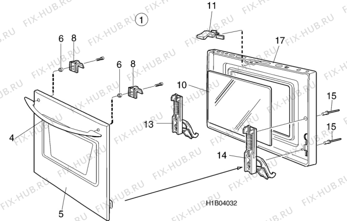 Взрыв-схема комплектующей Electrolux EK7170 - Схема узла H10 Oven Door bi (small)