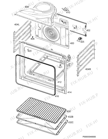 Взрыв-схема плиты (духовки) Voss Electrolux IEL6000-RF - Схема узла Oven