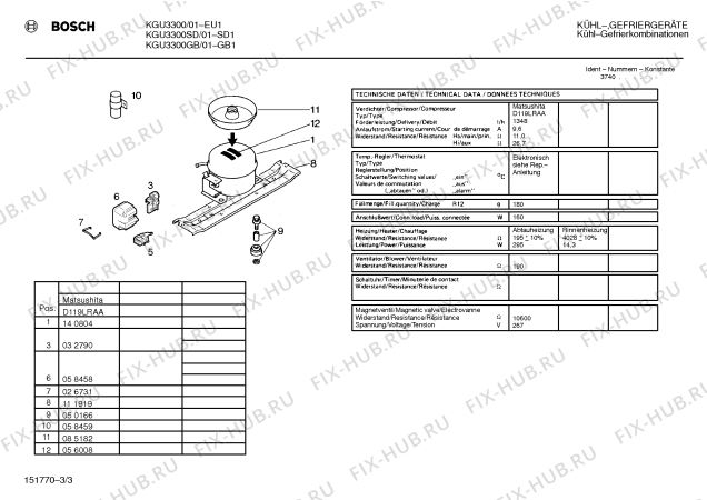 Взрыв-схема холодильника Bosch KGU3300 - Схема узла 03