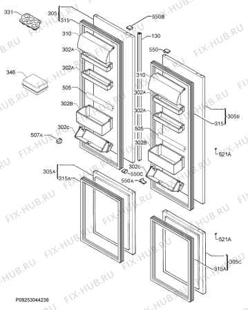 Взрыв-схема холодильника Electrolux FI5004NA+ - Схема узла Door 003