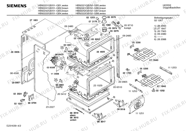 Схема №3 HB92222GB с изображением Инструкция по эксплуатации для духового шкафа Siemens 00516076
