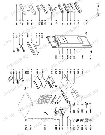 Схема №1 KRA 3450 OPTIMA с изображением Элемент корпуса для холодильной камеры Whirlpool 480131100089