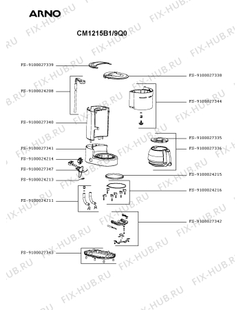 Схема №1 CM1215B2/9Q0 с изображением Контейнер для кофеварки (кофемашины) Seb FS-9100027340