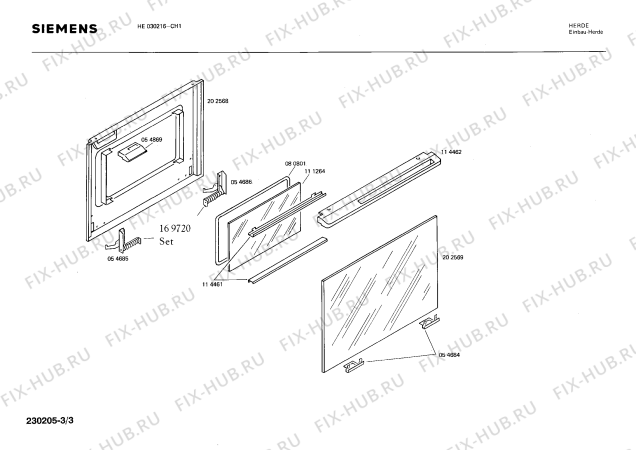 Взрыв-схема плиты (духовки) Siemens HE030216 - Схема узла 03
