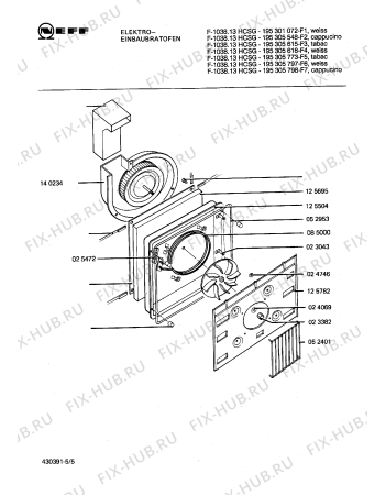 Взрыв-схема плиты (духовки) Neff 195305773 F-1038.13HCSG - Схема узла 05