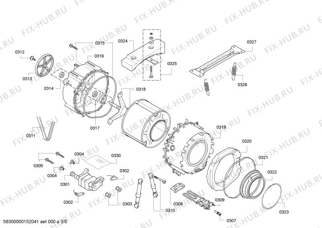 Схема №3 3TS863X 6kg 1000 A+++ с изображением Ручка для стиралки Bosch 12005091