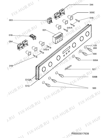 Взрыв-схема плиты (духовки) Aeg Electrolux E43012-5-M - Схема узла Command panel 037