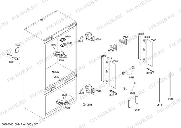 Схема №5 B36IT71SN с изображением Крышка для холодильной камеры Bosch 00685148