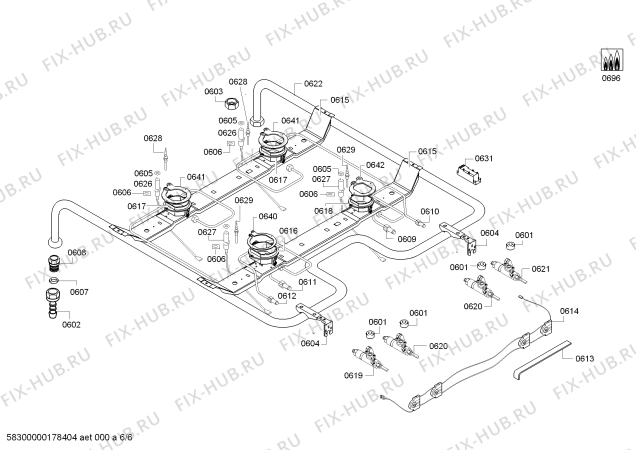 Взрыв-схема плиты (духовки) Bosch HGG223122Z - Схема узла 06