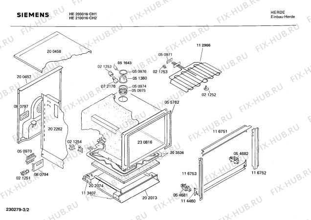 Взрыв-схема плиты (духовки) Siemens HE210016 - Схема узла 02