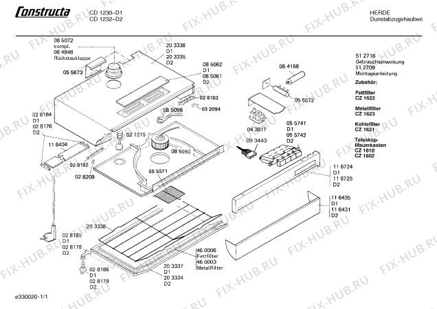 Схема №1 DHS636SFN с изображением Сопротивление для вентиляции Bosch 00055572