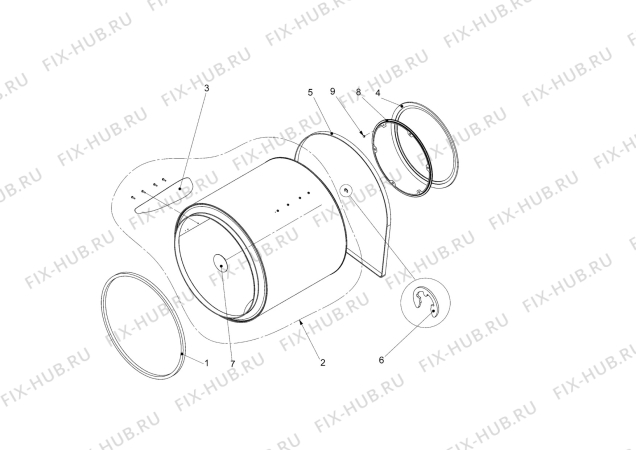 Взрыв-схема стиральной машины Aeg Electrolux LTHTK6501M - Схема узла Tub and drum