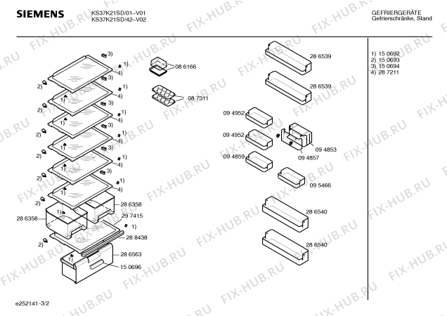 Взрыв-схема холодильника Siemens KS37K21SD - Схема узла 02