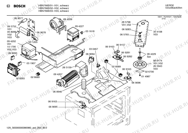Схема №5 HBN766B с изображением Панель управления для плиты (духовки) Bosch 00354225