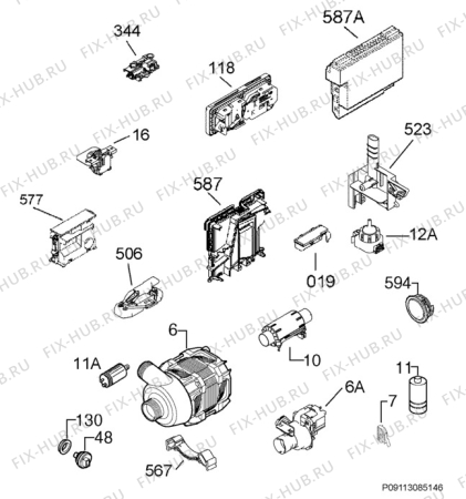 Взрыв-схема посудомоечной машины Aeg Electrolux F99011VI0P - Схема узла Electrical equipment 268