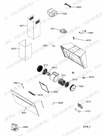 Схема №1 208350746604 PRF0107 с изображением Обшивка для вытяжки Whirlpool 482000025746