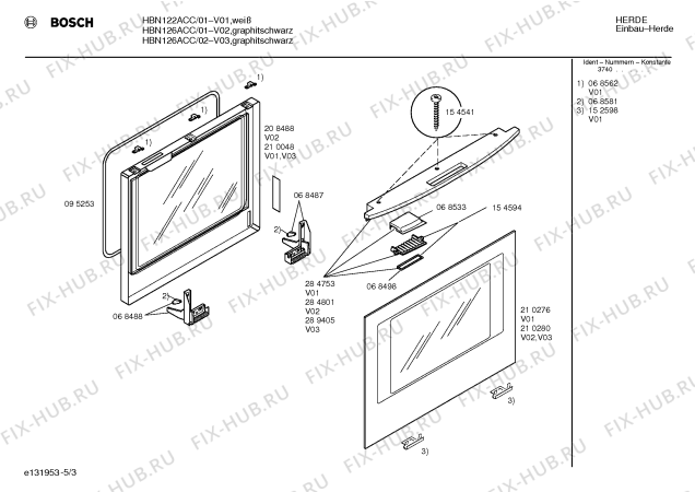 Взрыв-схема плиты (духовки) Bosch HBN126ACC - Схема узла 03