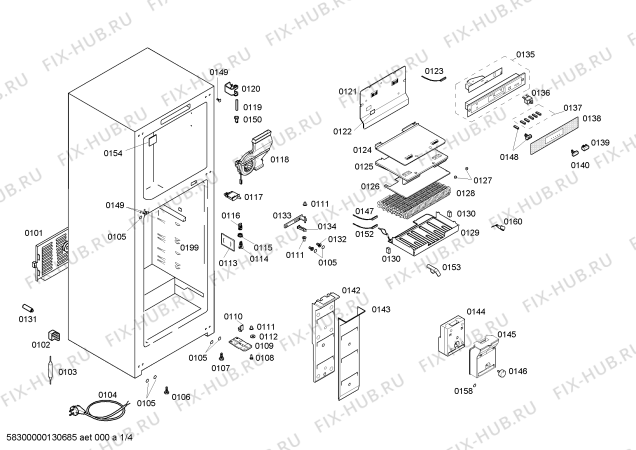 Схема №4 KD40NX63NE с изображением Дверь морозильной камеры для холодильника Siemens 00478820