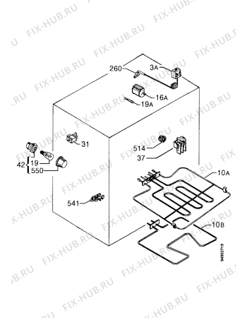 Взрыв-схема плиты (духовки) Electrolux EOB199X - Схема узла Functional parts