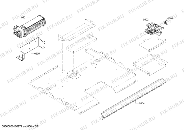 Схема №5 HBN3450UC с изображением Ремкомплект для духового шкафа Bosch 00703651