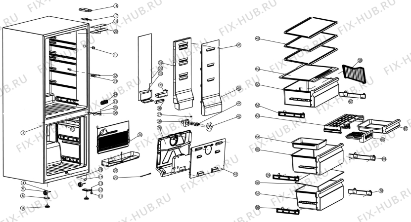 Схема №1 EN5284KOW с изображением Шарнир для холодильника Aeg 4055351151