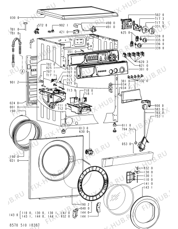 Схема №1 AWM 5100/3 с изображением Декоративная панель для стиральной машины Whirlpool 481245213655