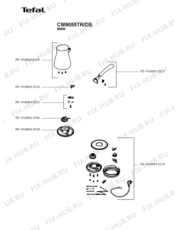 Схема №1 CM9055TR/DS с изображением Обшивка для электрокофемашины Tefal FS-9100011519