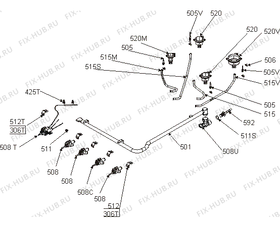Схема №1 GSH41373WE (344399, 154D.12) с изображением Краник для электропечи Gorenje 850580