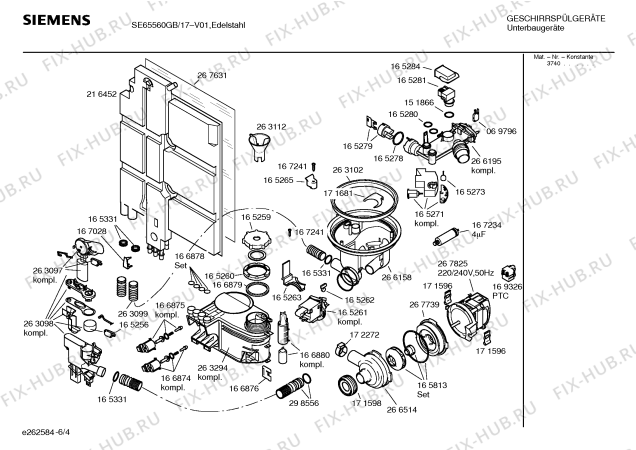 Схема №5 SE65560CH с изображением Инструкция по эксплуатации для электропосудомоечной машины Siemens 00526691