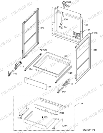 Взрыв-схема плиты (духовки) Aeg Electrolux 41116IE-WN - Схема узла Housing 001