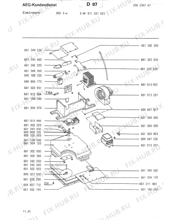 Взрыв-схема плиты (духовки) Aeg 862V-W - Схема узла Section7