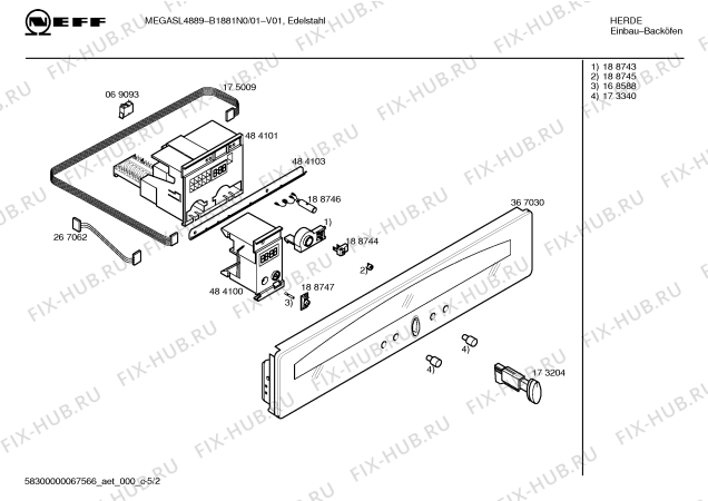 Схема №5 B1881N0 MEGA SL 4889 с изображением Инструкция по эксплуатации для электропечи Bosch 00581401