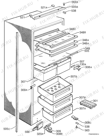 Взрыв-схема холодильника Aeg SC61640I - Схема узла Housing 001