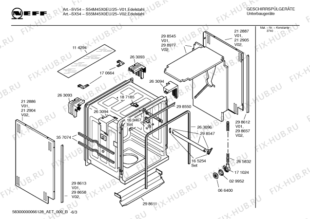 Схема №3 S55M45X0EU с изображением Инструкция по эксплуатации для посудомойки Bosch 00590129
