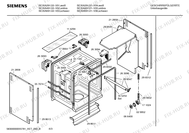 Схема №3 SE55490 с изображением Передняя панель для посудомойки Siemens 00357897