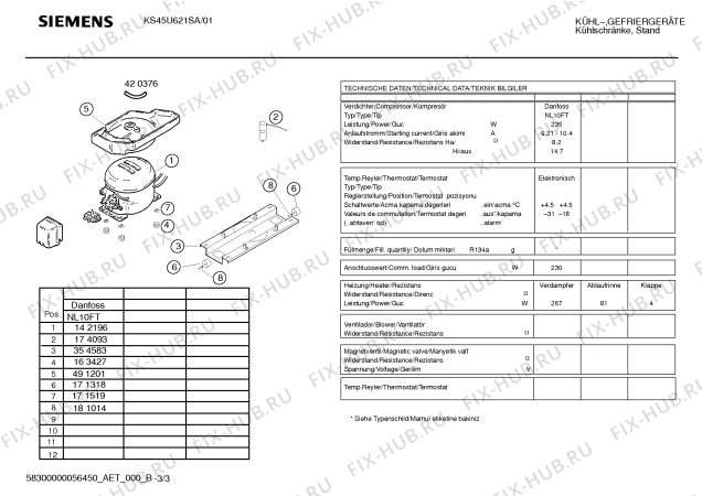 Взрыв-схема холодильника Siemens KS45U621SA - Схема узла 03
