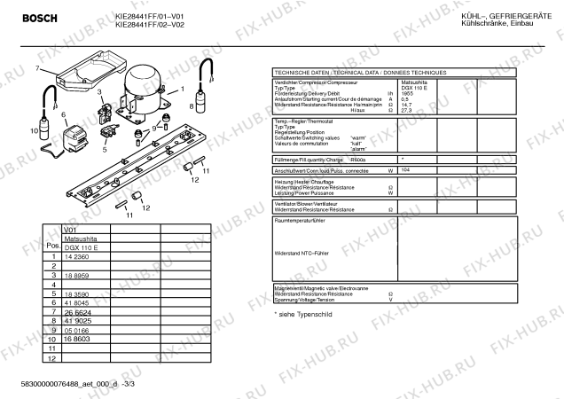 Взрыв-схема холодильника Bosch KIE28441FF - Схема узла 03