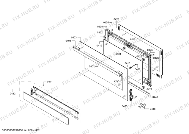 Схема №3 HSG738257M с изображением Винт для плиты (духовки) Bosch 00627382