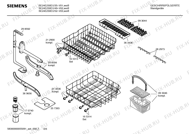 Взрыв-схема посудомоечной машины Siemens SE24E230EU - Схема узла 06
