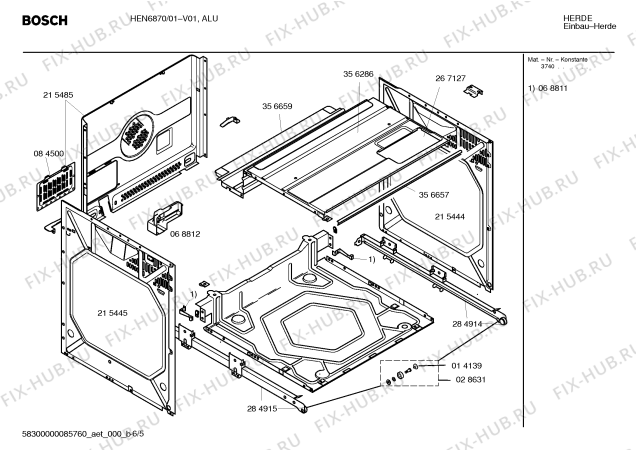 Взрыв-схема плиты (духовки) Bosch HEN6870 - Схема узла 05