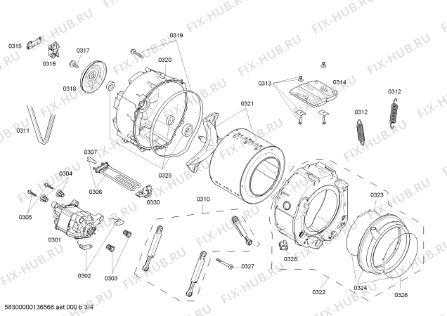 Взрыв-схема стиральной машины Bosch WAS28721GR Logixx 8 Sensitive - Схема узла 03