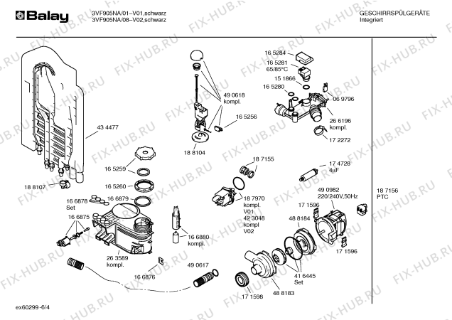 Схема №6 3VF905NA с изображением Инструкция по эксплуатации для посудомоечной машины Bosch 00588301