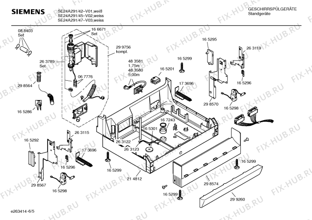 Взрыв-схема посудомоечной машины Siemens SE24A291 - Схема узла 05