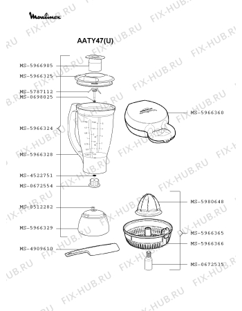 Взрыв-схема кухонного комбайна Moulinex AATY47(U) - Схема узла SP002807.2P2