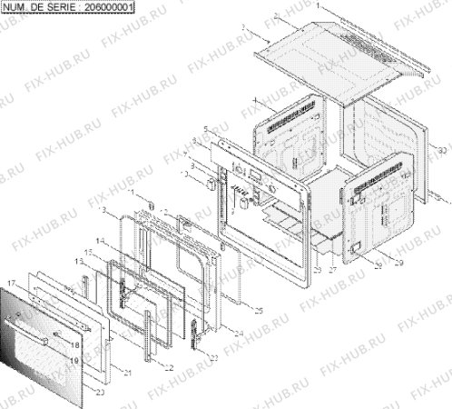 Взрыв-схема плиты (духовки) Ariston FD97P2ESLT (F029015) - Схема узла